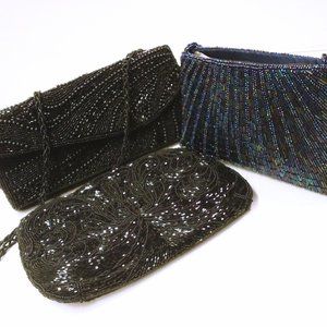 Bundle Lot of 3 Beaded Evening TopCarry Bag Shoulder Clutch 6x8 Bijoux Terner